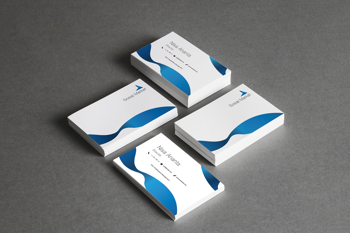 Blue White Elegant Business Card in Business Card Templates - product preview 8