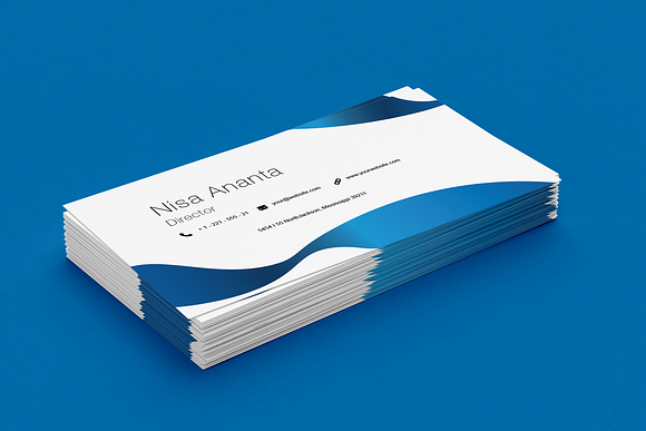 Blue White Elegant Business Card in Business Card Templates - product preview 1