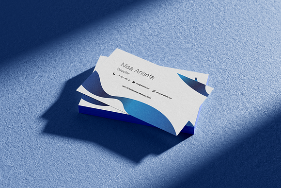 Blue White Elegant Business Card in Business Card Templates - product preview 2