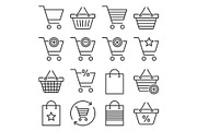 Shopping Cart and Bags Icons Set on