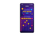 Lottery victory smartphone interface