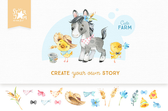Cute Farm. Country Collection in Illustrations - product preview 2