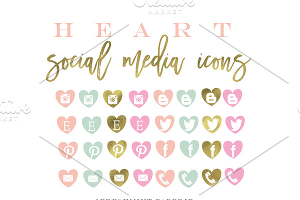 heart social media icons & buttons