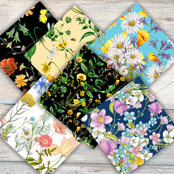 Summer floral seamless patterns set in Patterns - product preview 1