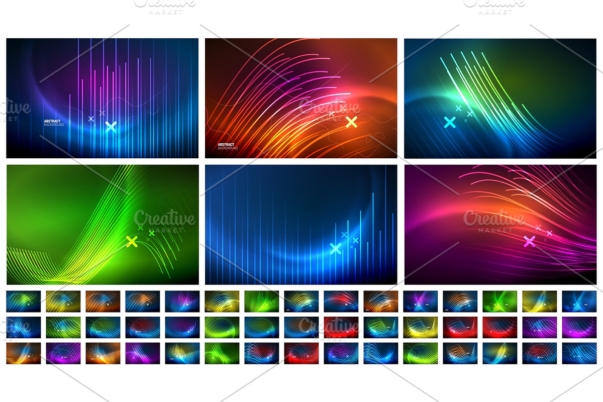 Set of abstract backgrounds - neon in Textures - product preview 8