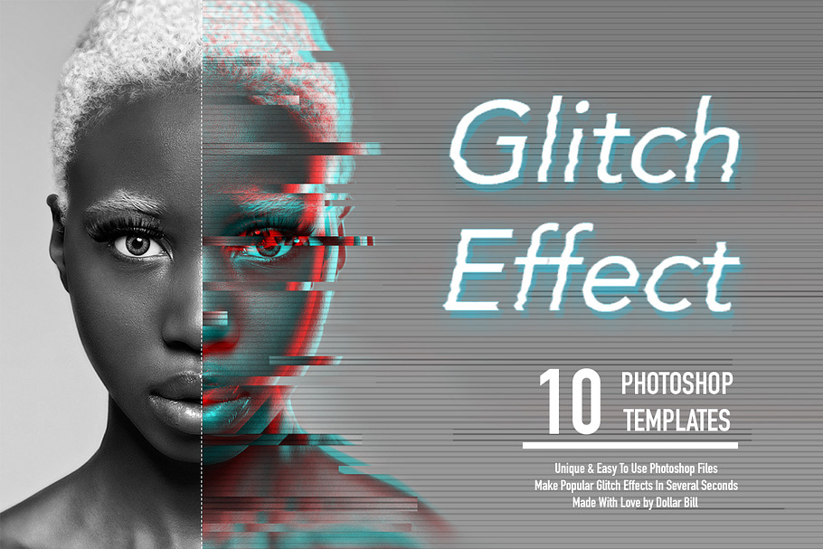 Glitch Effect Set for Photoshop.