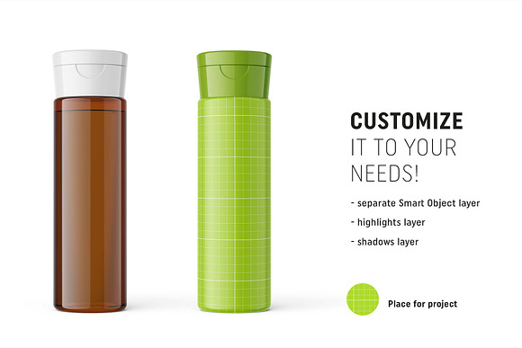 Cosmetic amber bottle mockup in Product Mockups - product preview 1