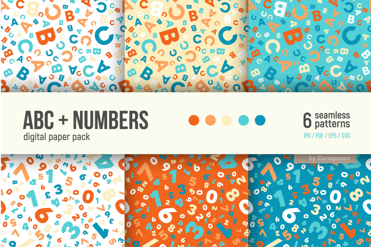 ABC + NUMBERS digital paper pack in Patterns - product preview 8