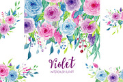 Watercolor Clipart Violet Collection