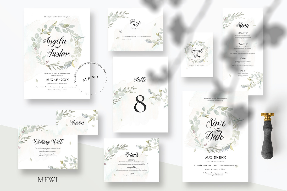Modern Foliage Wedding Invitation in Wedding Templates - product preview 8