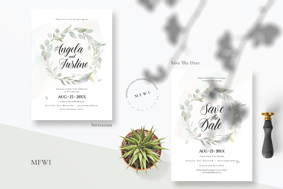 Modern Foliage Wedding Invitation in Wedding Templates - product preview 1