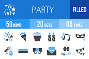 50 Party Blue & Black Icons