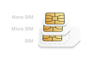 Blank SIM card different sizes.