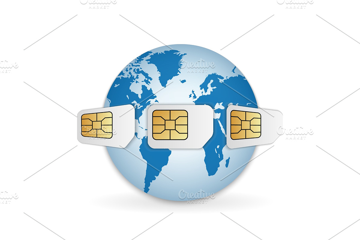 Blank SIM cards around the Earth in Illustrations - product preview 8