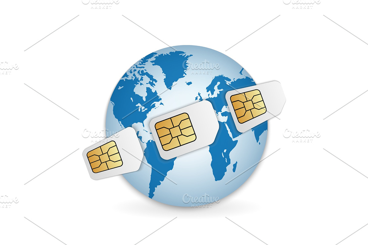 Realistic SIM cards around the Earth in Illustrations - product preview 8