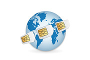 Realistic SIM cards around the Earth