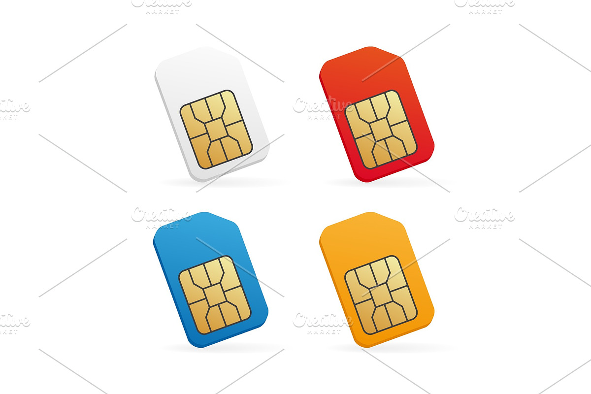 Realistic colored SIM card set in Illustrations - product preview 8