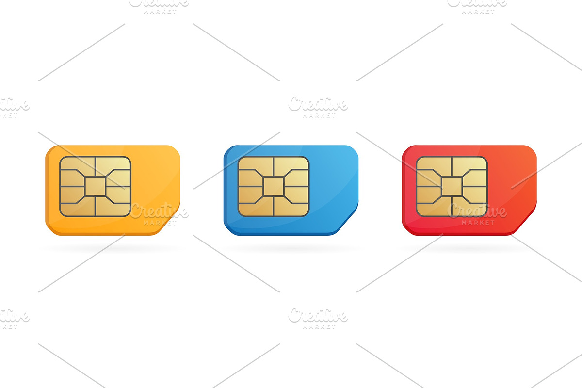 Colored SIM card set. in Objects - product preview 8