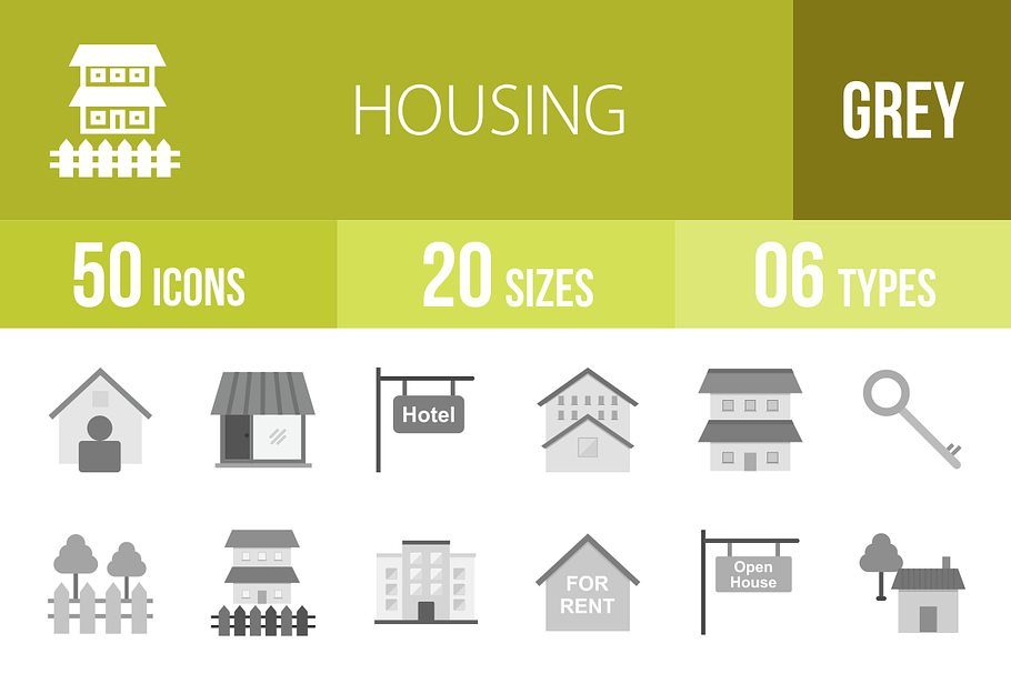50 Housing Greyscale Icons