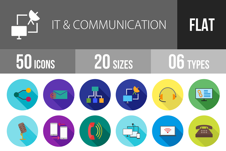 50 IT & Communication Flat Shadowed in Graphics - product preview 8