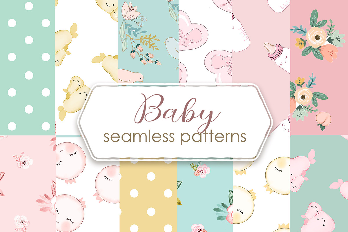 Baby girl seamless patterns in Patterns - product preview 8