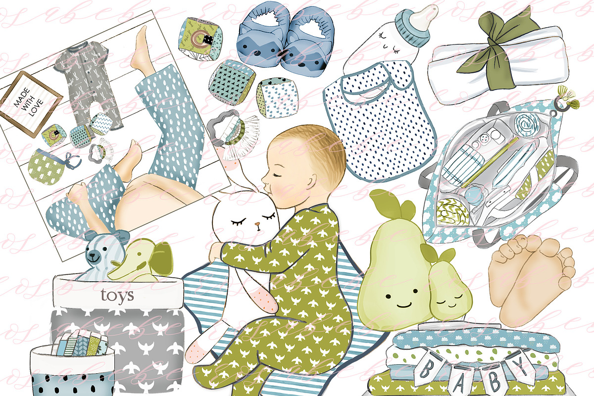 Baby boy clipart in Illustrations - product preview 8