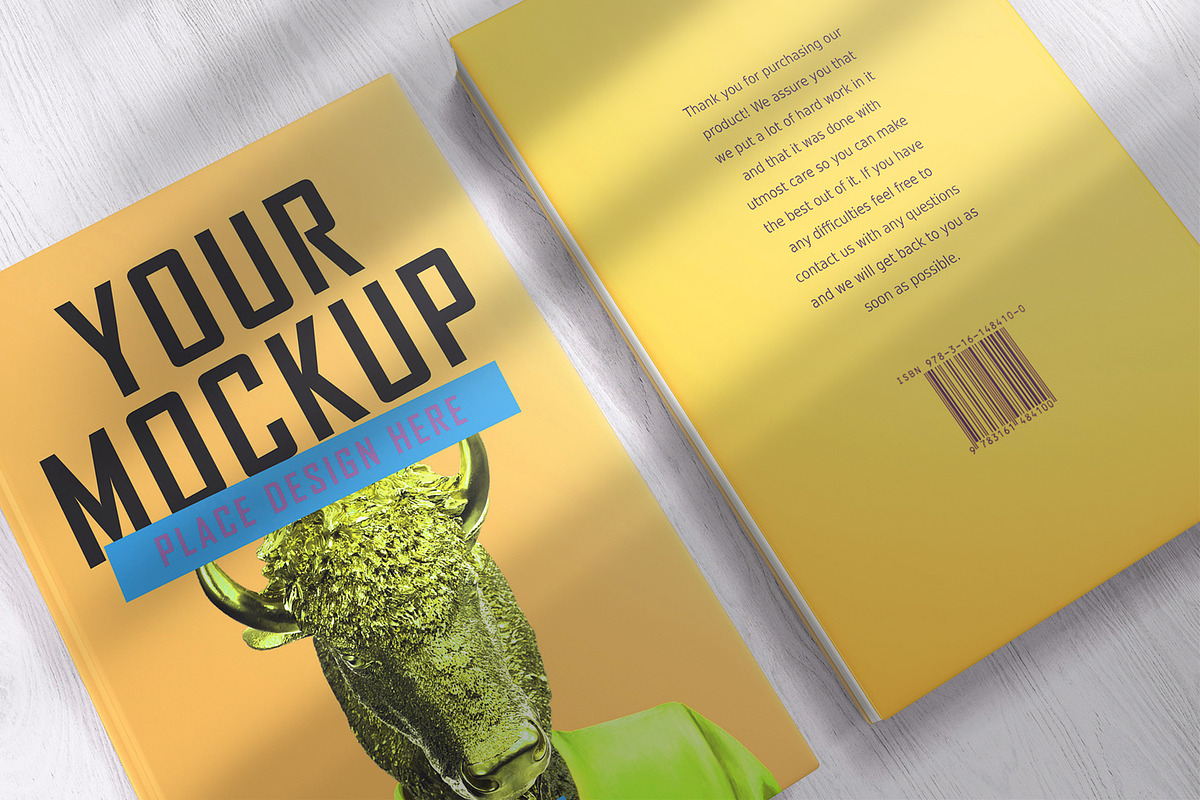 2 books cover close-up view mockup in Print Mockups - product preview 8
