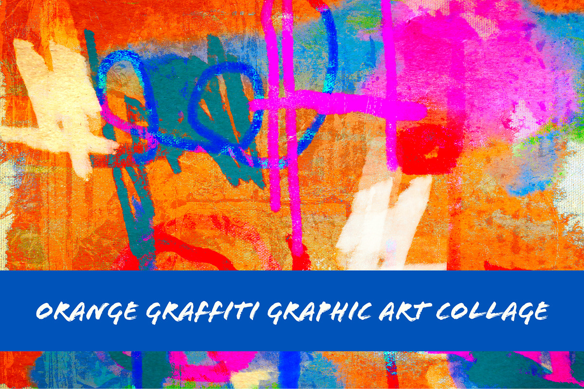 Orange Graffiti Crush Art Collage in Patterns - product preview 8