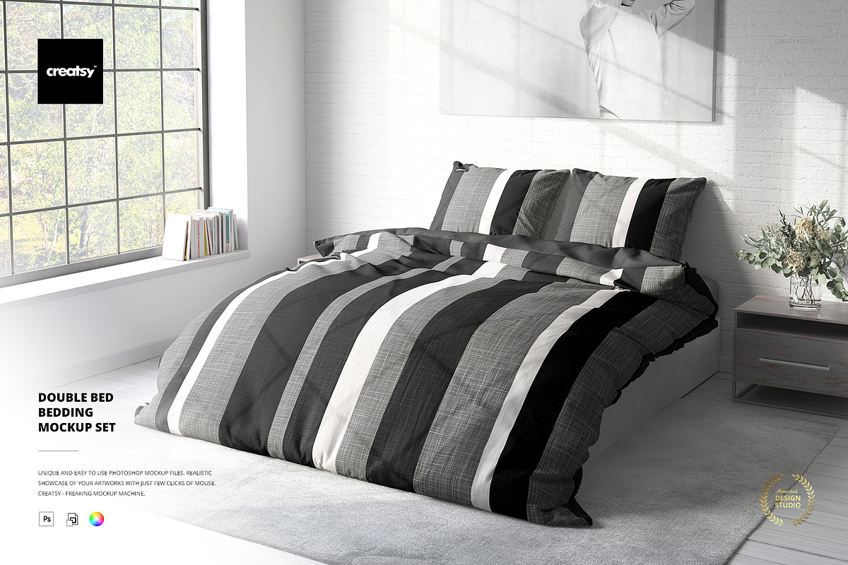 Double Bed Bedding Mockup Set in Product Mockups - product preview 8