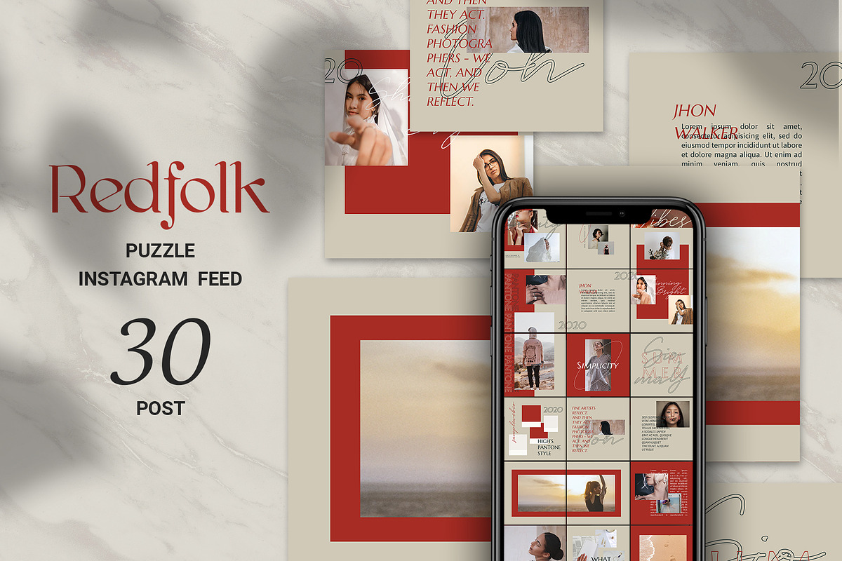 Redfolk Puzzle Instagram Feed in Instagram Templates - product preview 8