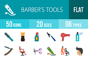 50 Barber’s Tools Flat Multicolor