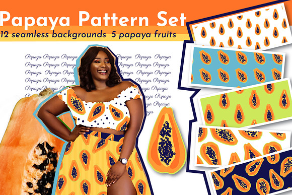 Papaya patterns & drawings set in Patterns - product preview 10
