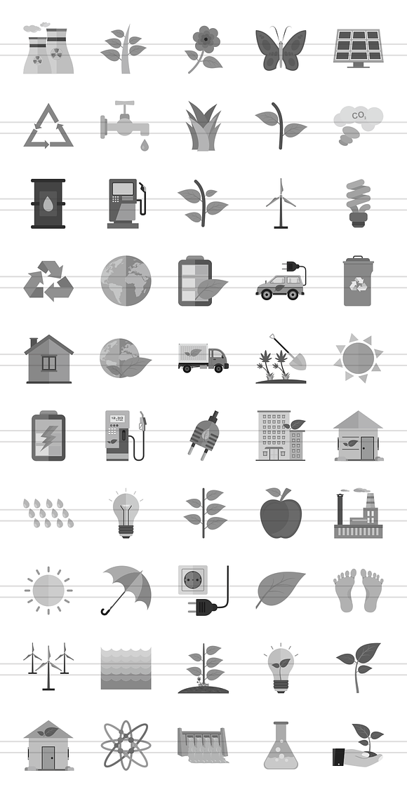 50 Ecology Greyscale Icons in Icons - product preview 1