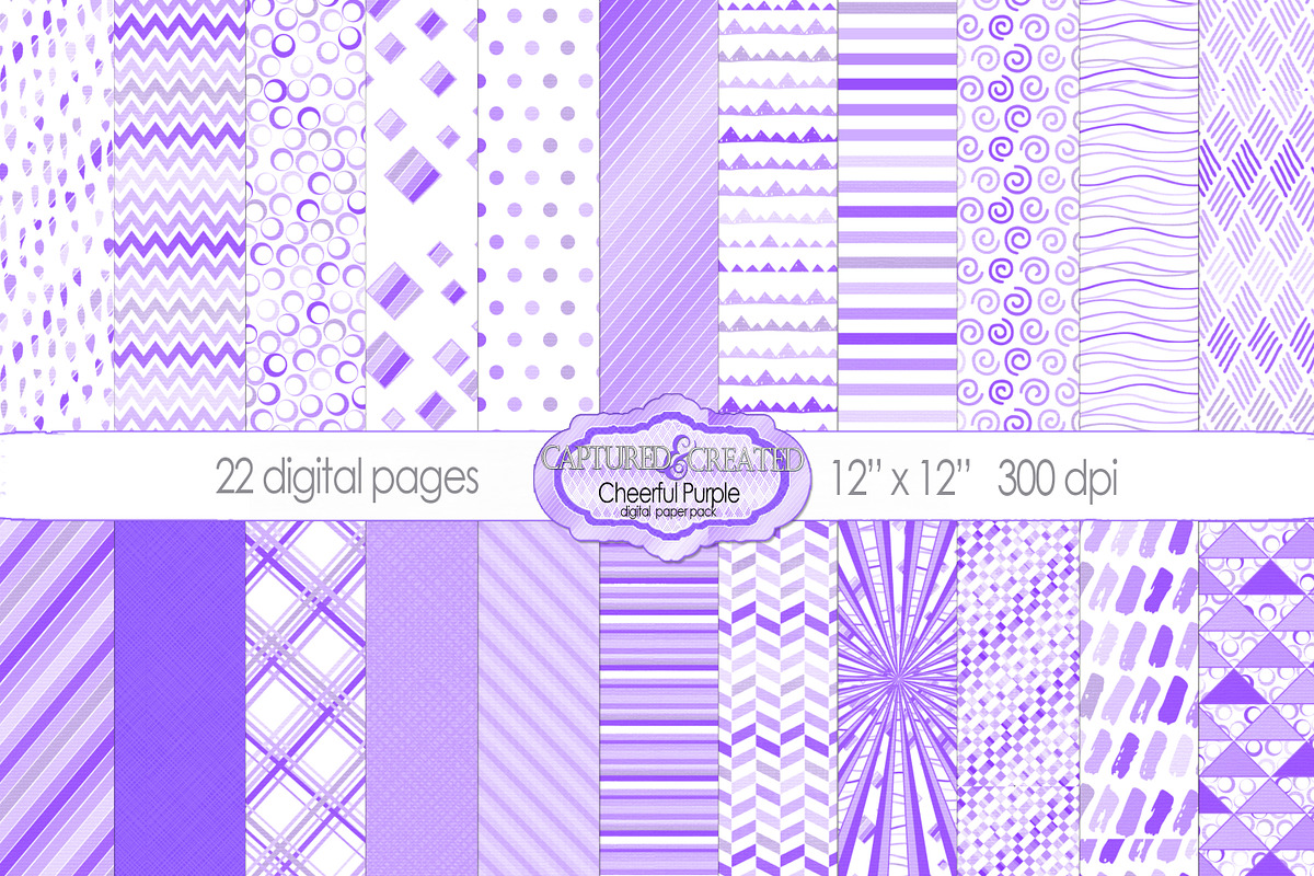 22 Cheerful Purple Patterned Papers in Patterns - product preview 8