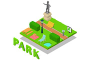 Park concept banner, isometric style