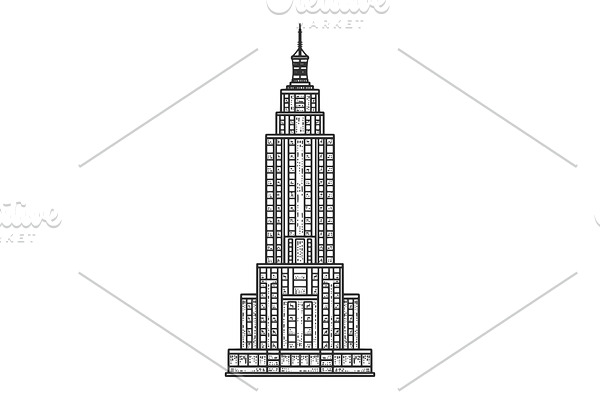 Empire State Building sketch vector