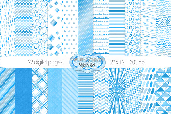 22 Cheerful Blue  Patterned Papers