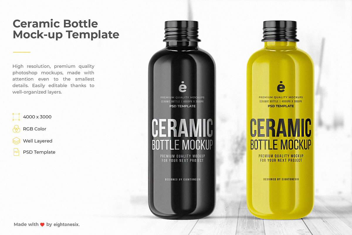 Ceramic Bottle Mock-Up Template in Product Mockups - product preview 8