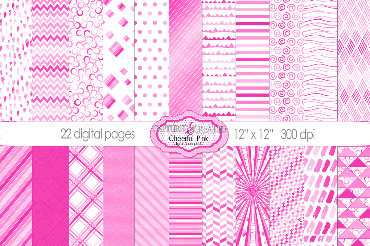 22 Cheerful Pink Patterned Papers in Patterns - product preview 8