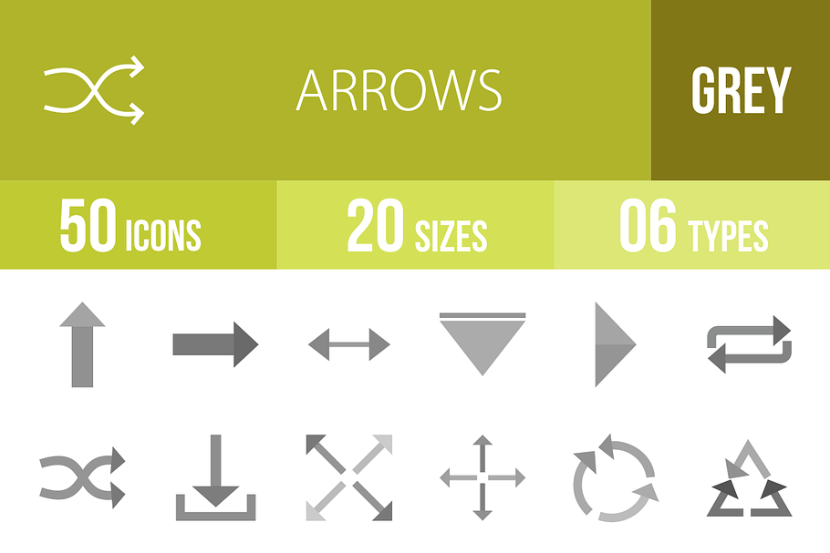 50 Arrows Greyscale Icons in Graphics - product preview 8