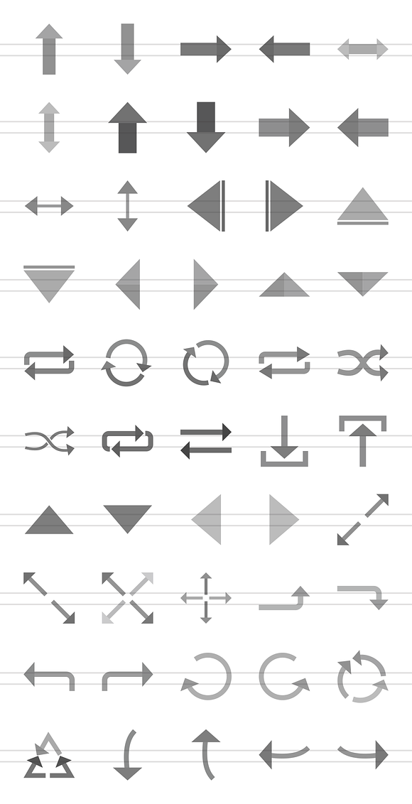 50 Arrows Greyscale Icons in Graphics - product preview 1