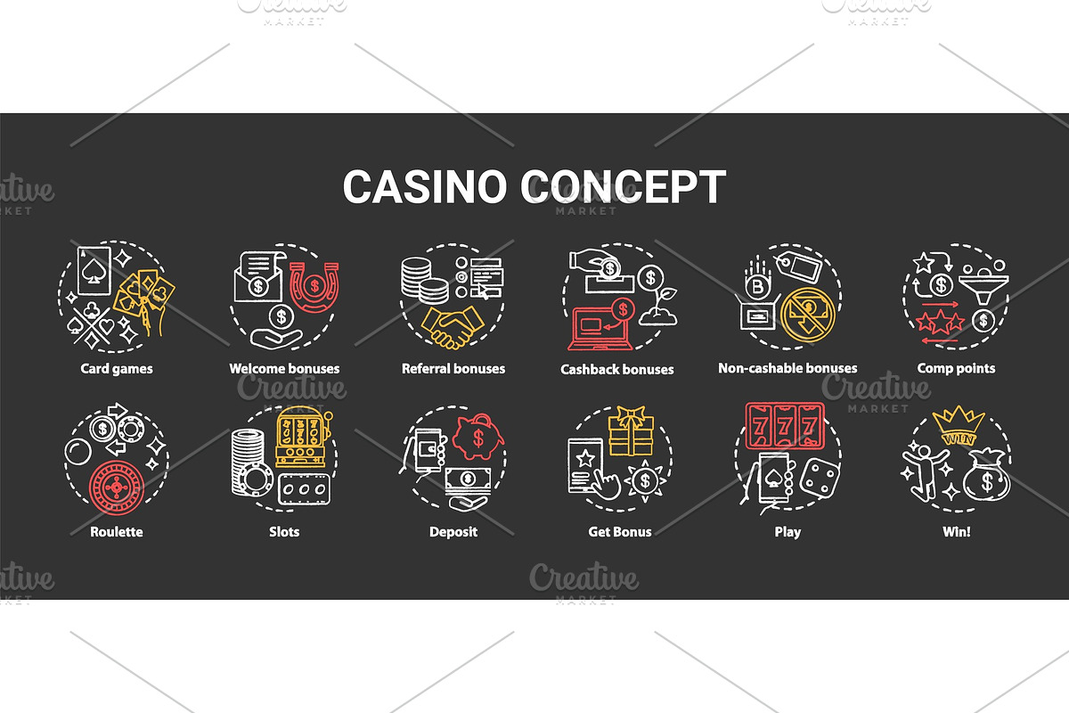 Casino chalk concept icons set in Icons - product preview 8
