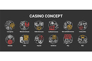 Casino chalk concept icons set