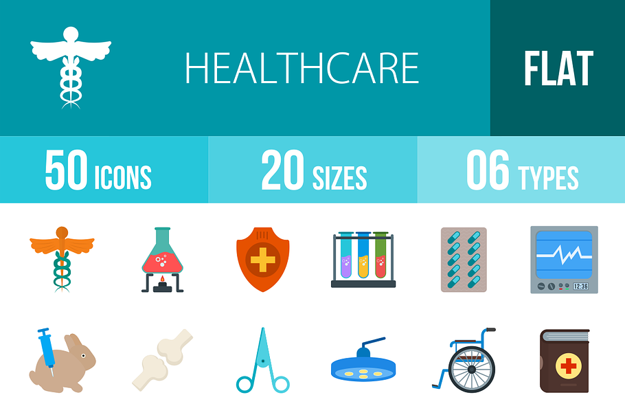 50 Healthcare Flat Multicolor Icons in Icons - product preview 8