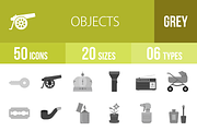 50 Objects Greyscale Icons