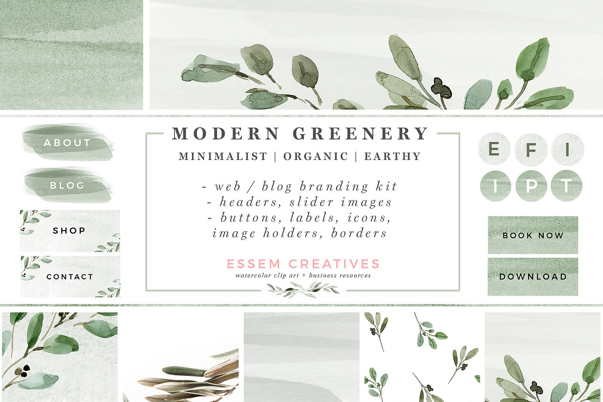 Greenery Web Blog Branding Kit in Templates - product preview 8