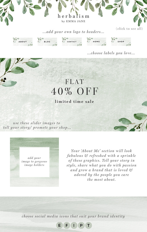 Greenery Web Blog Branding Kit in Templates - product preview 1