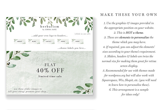 Greenery Web Blog Branding Kit in Templates - product preview 4