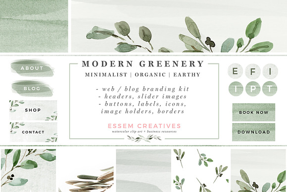 Greenery Web Blog Branding Kit in Templates - product preview 5