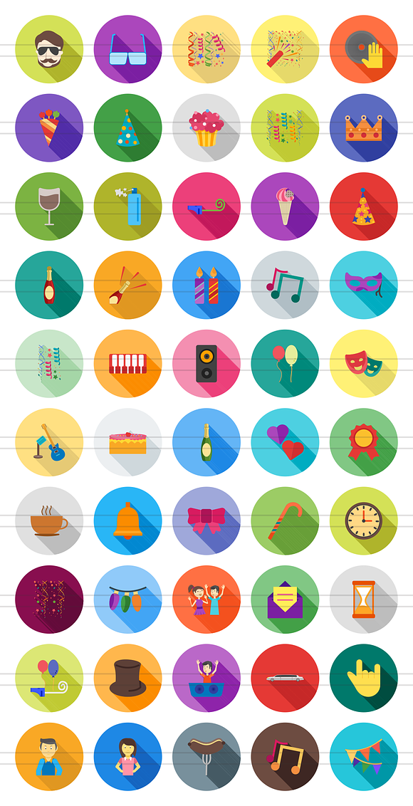50 Party Flat Shadowed Icons in Icons - product preview 1
